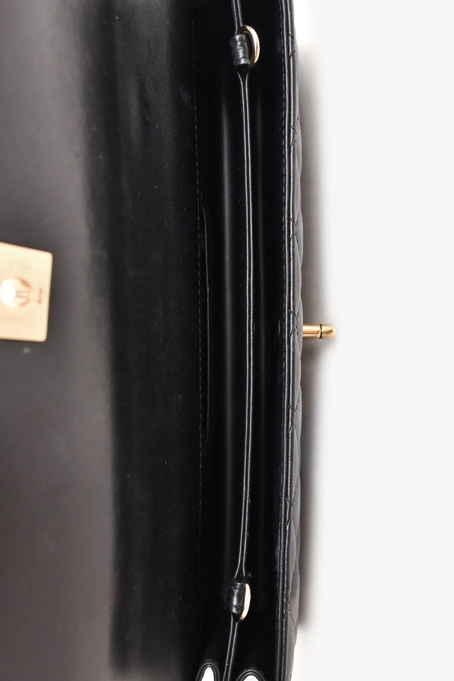 Chanel 2016-17 Black Lambskin Faux Pearl East West Shoulder Bag