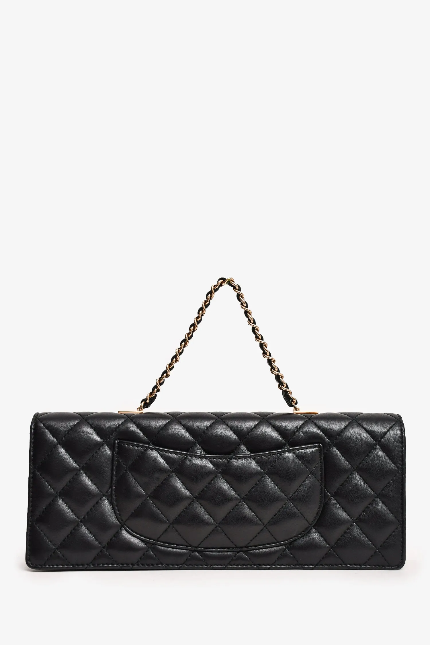 Chanel 2016-17 Black Lambskin Faux Pearl East West Shoulder Bag
