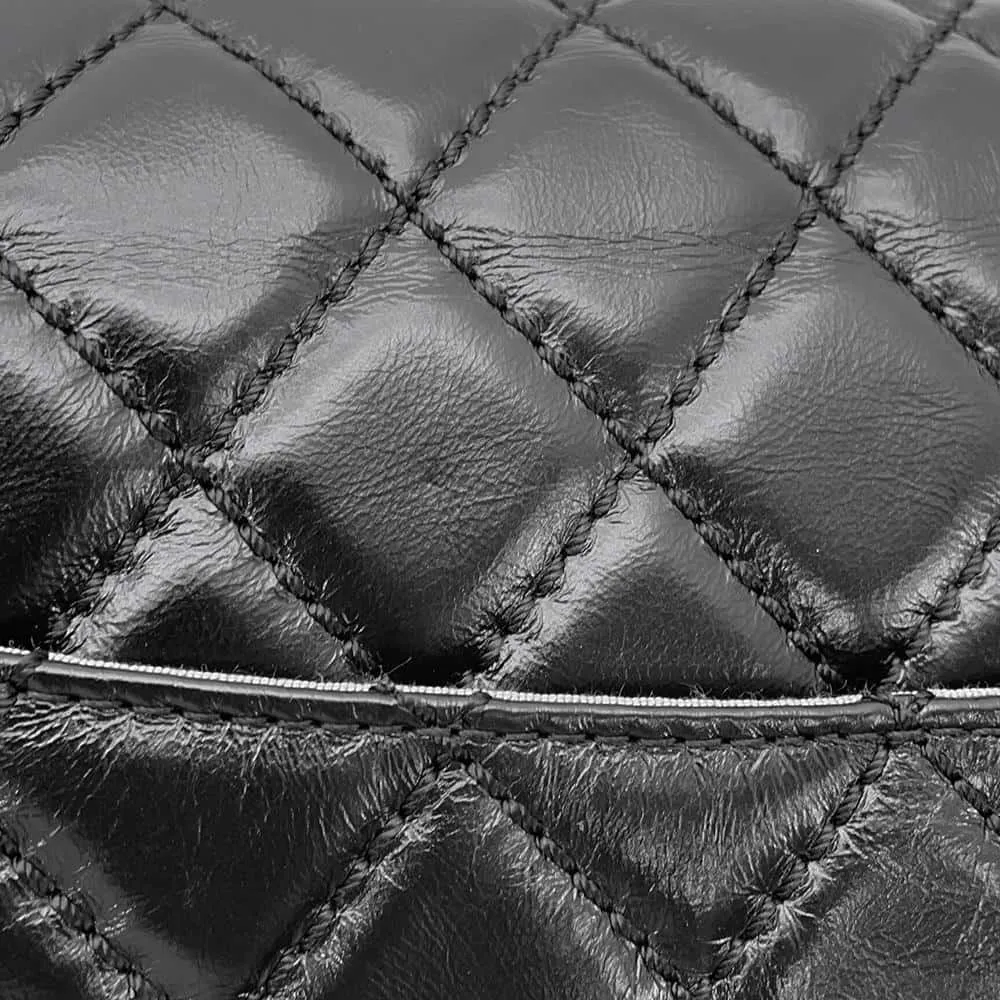 CHANEL 2.55 Matelasse W-Flap W-Chain Shoulder Bag BlackA37587 Aged Calf Leather Size Large
