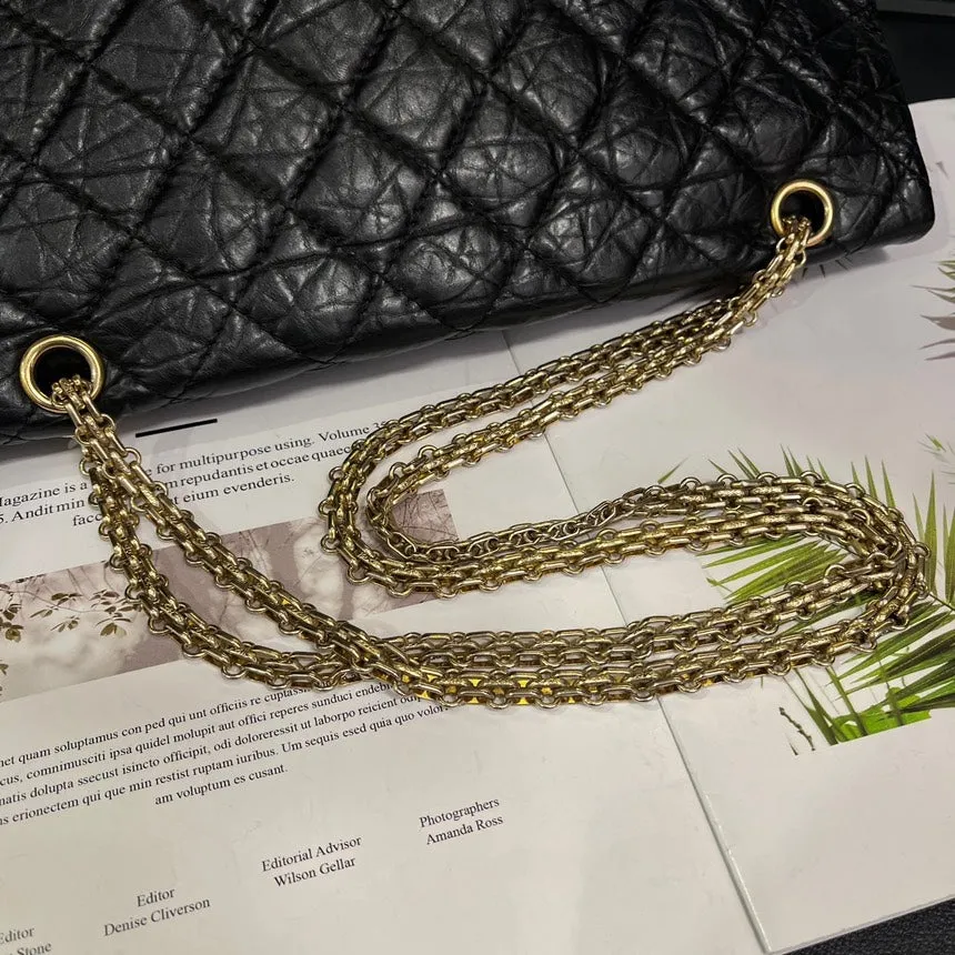 chanel 255 maxi black gold one shoulder cross body bag