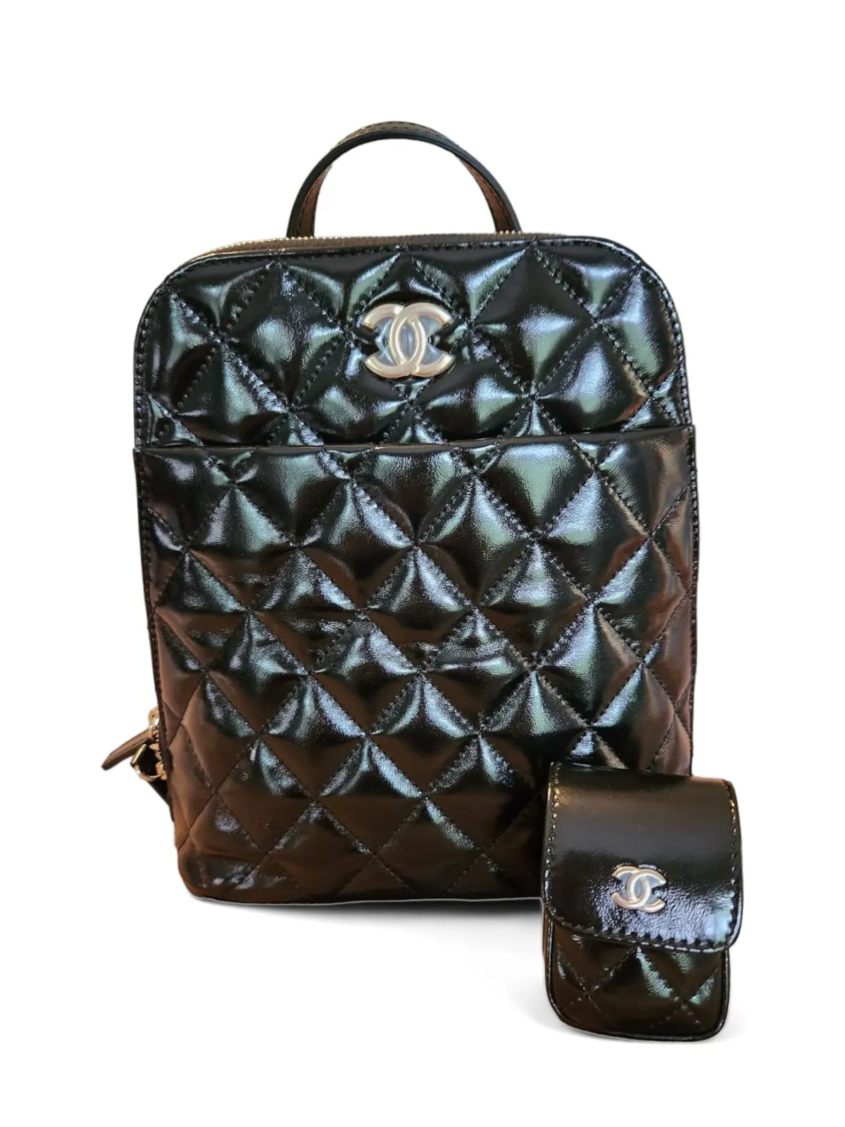 Chanel Backpack &Clutch Small Black Pattent LGHW