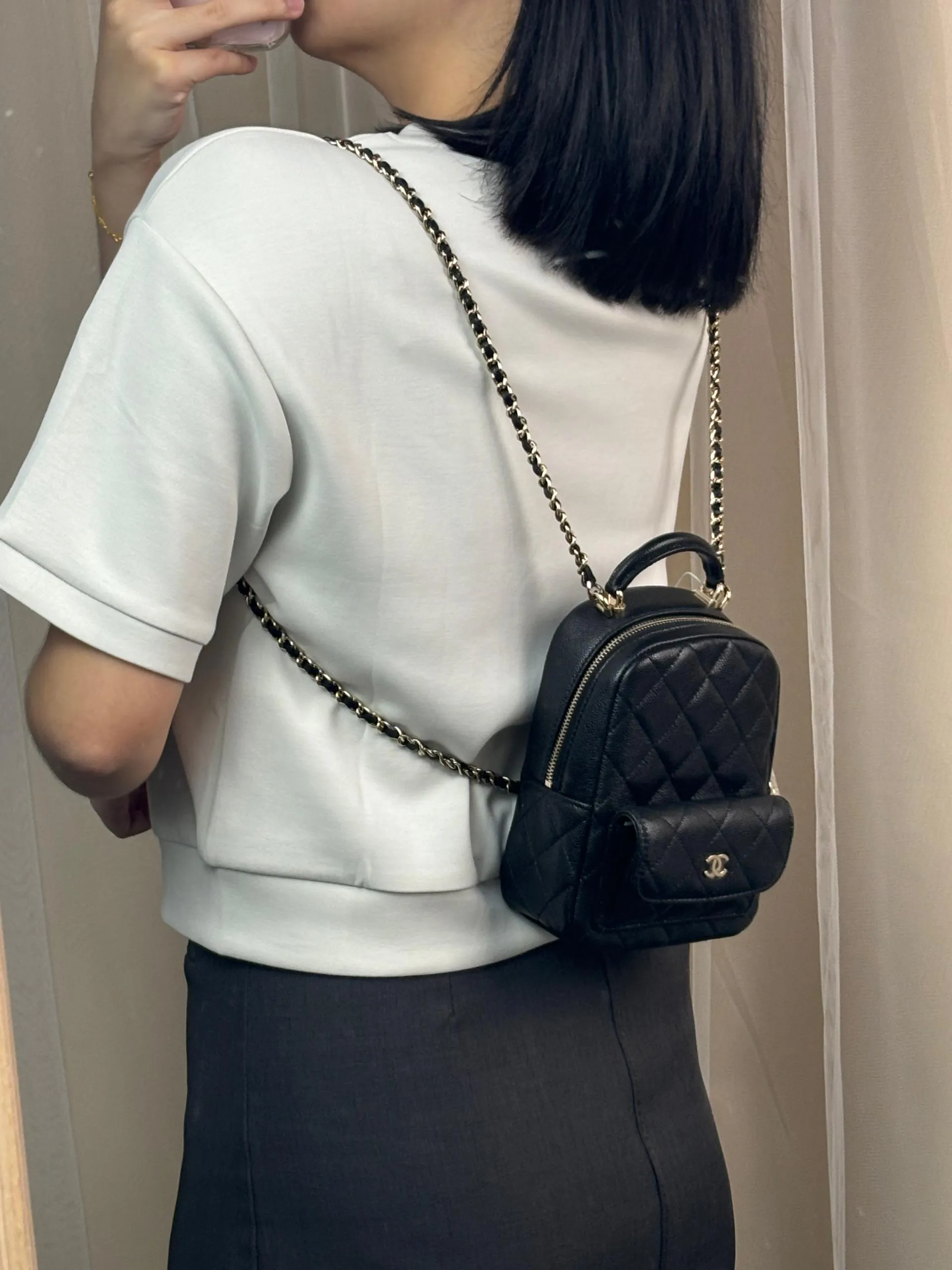 Chanel Black Caviar 24C Mini Backpack