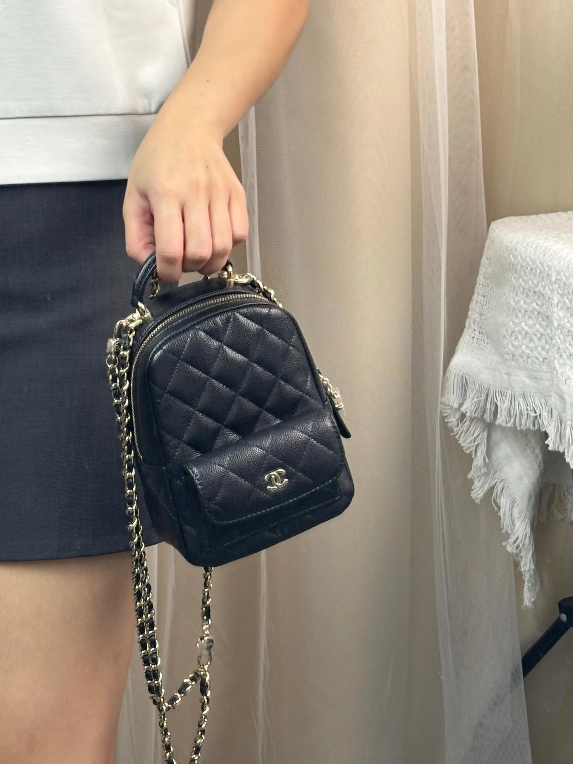 Chanel Black Caviar 24C Mini Backpack