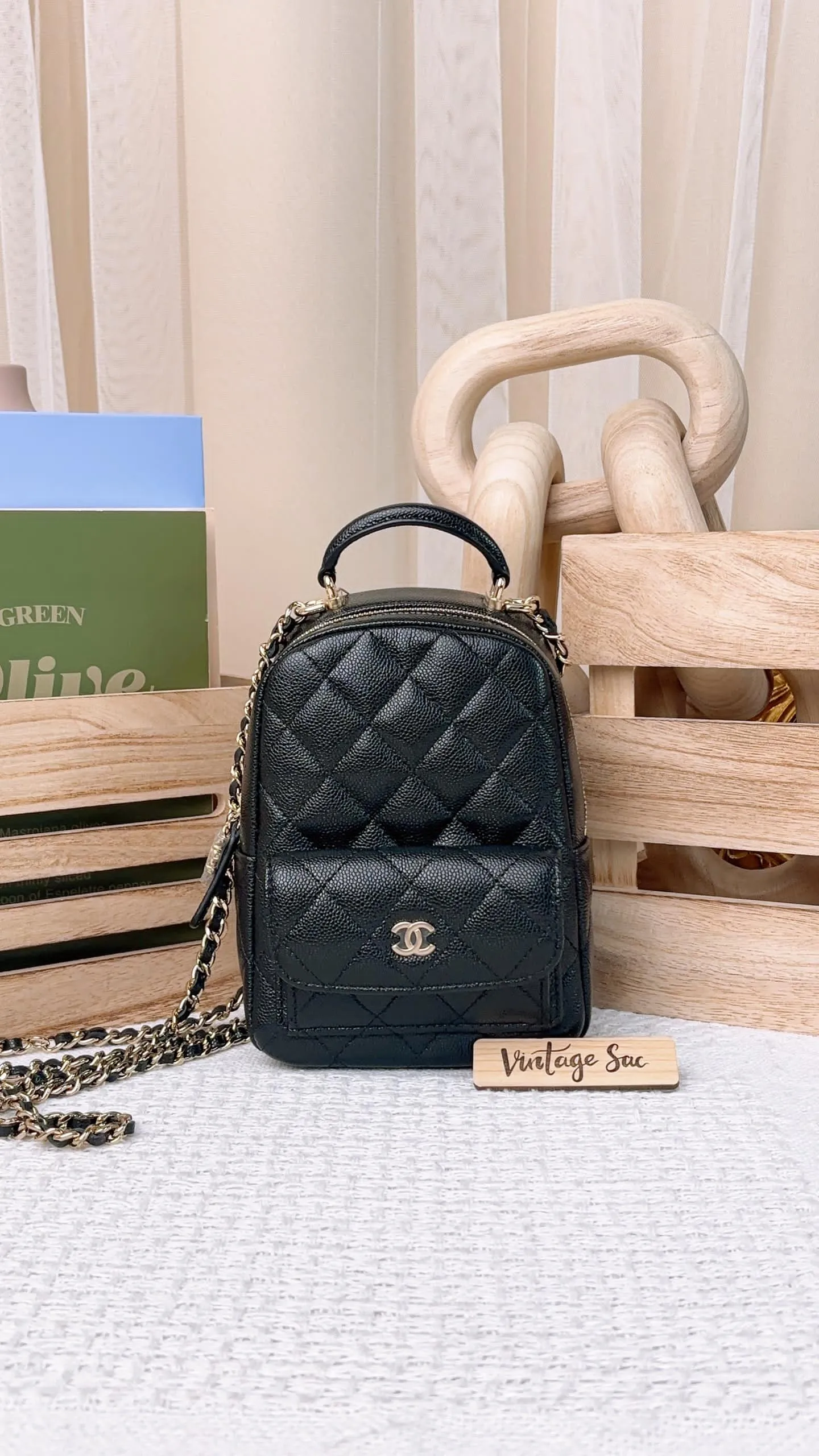 Chanel Black Caviar 24C Mini Backpack
