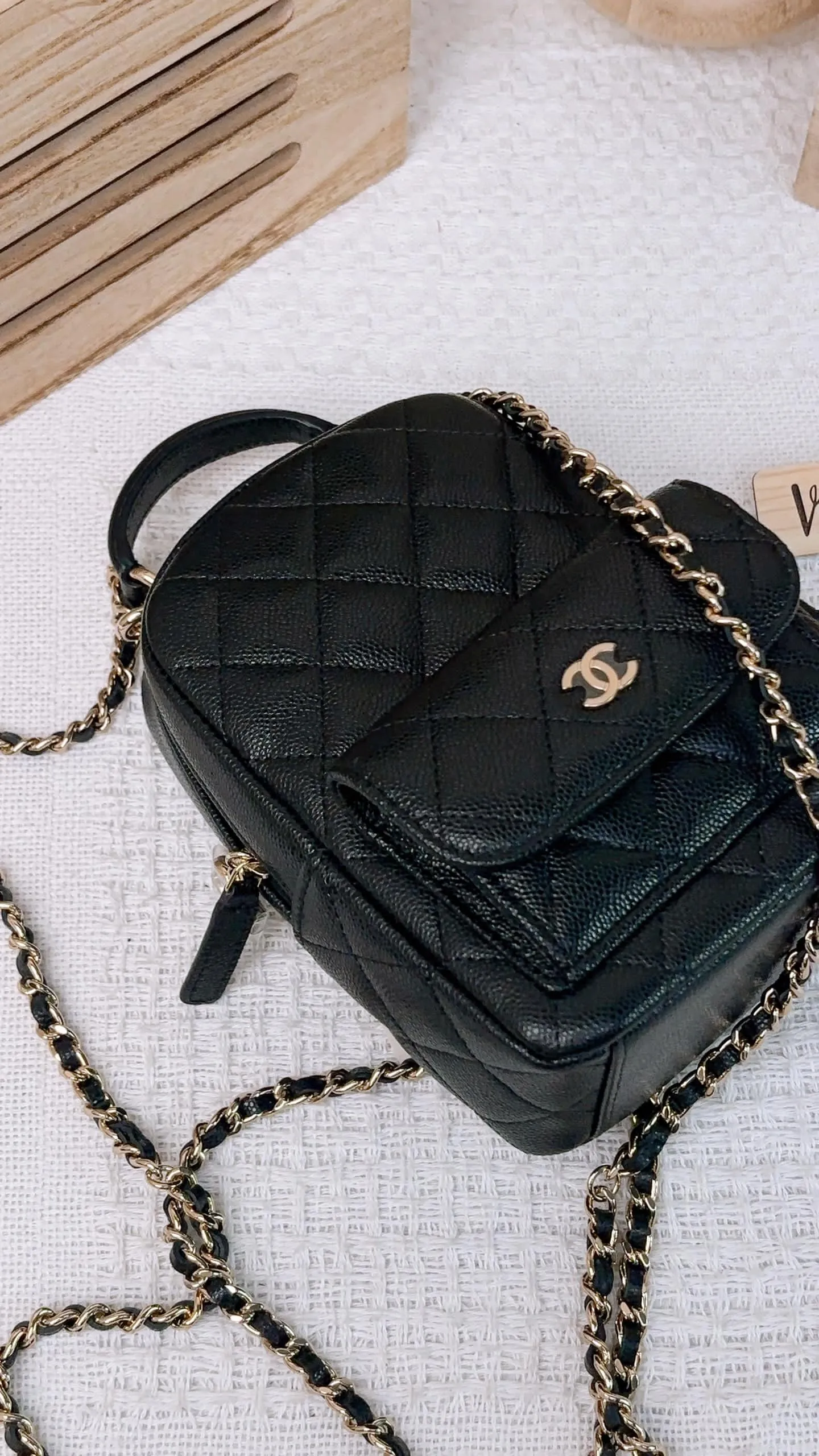 Chanel Black Caviar 24C Mini Backpack