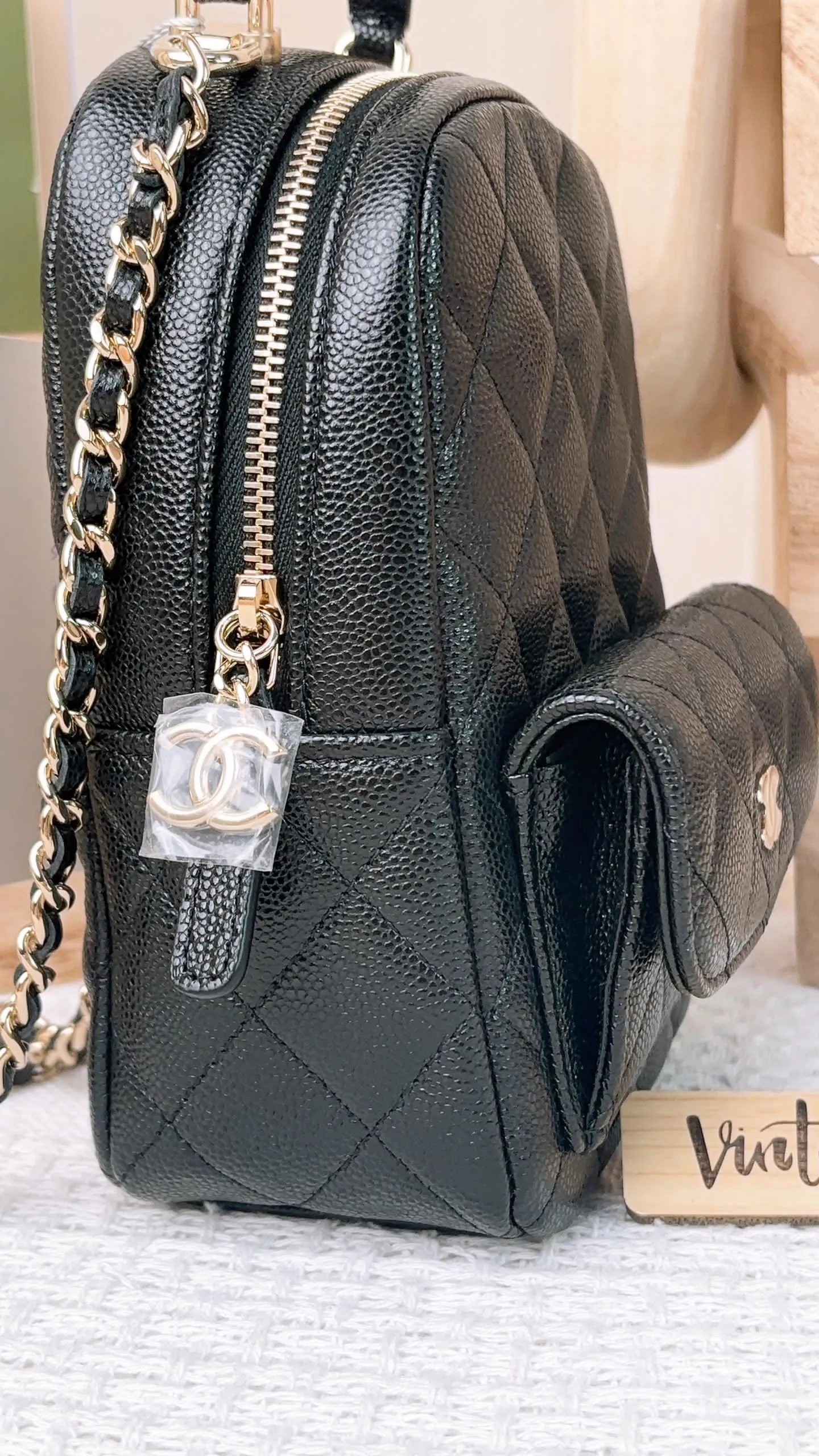 Chanel Black Caviar 24C Mini Backpack
