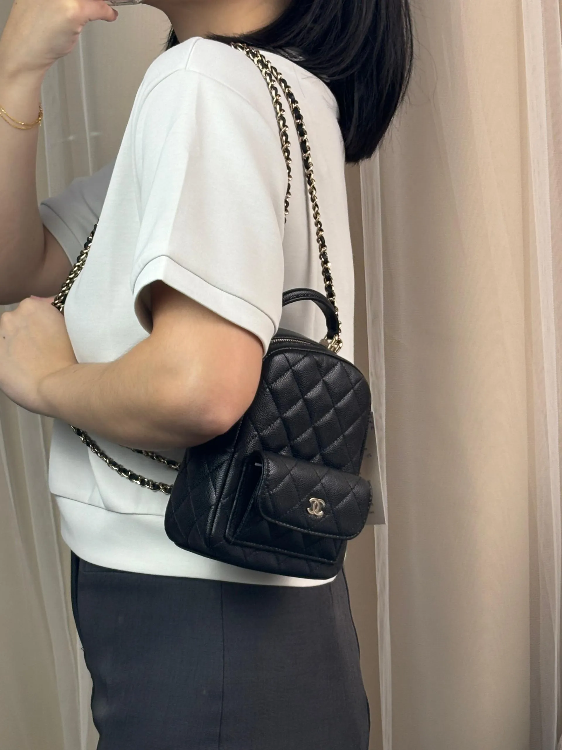 Chanel Black Caviar 24C Mini Backpack