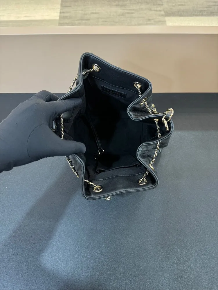 Chanel Calfskin Backpack Black 25x23x10cm
