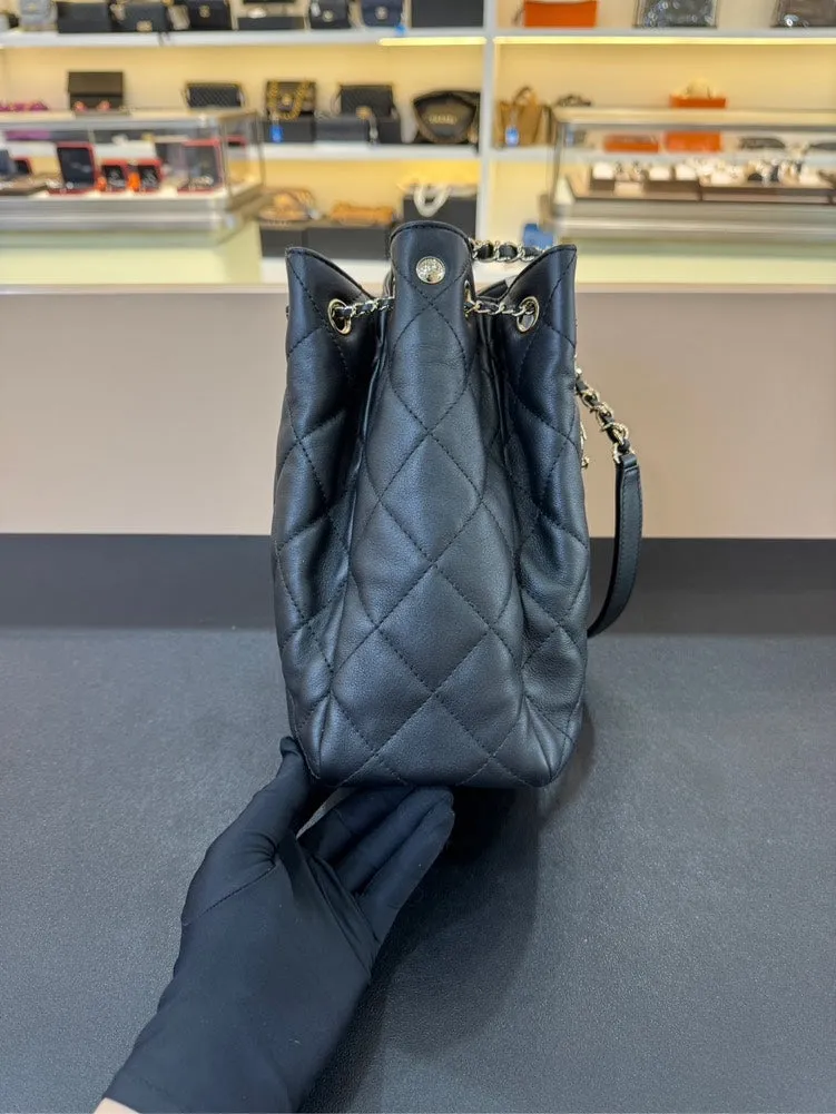 Chanel Calfskin Backpack Black 25x23x10cm