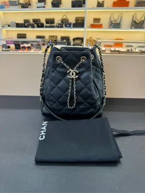 Chanel Calfskin Backpack Black 25x23x10cm
