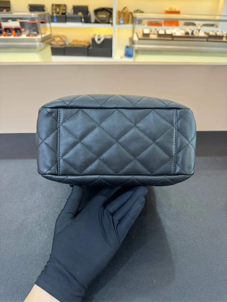 Chanel Calfskin Backpack Black 25x23x10cm