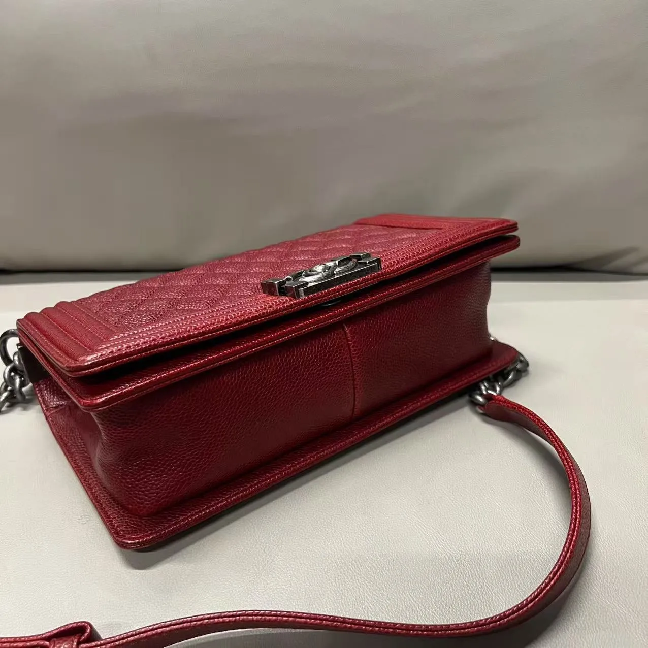 Chanel Caviar Leather Leboy Bag Medium Red Shoulder Bag 2014