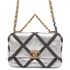 CHANEL CHANEL19 ChainShoulder Bag SilverAS1160 Calf Leather