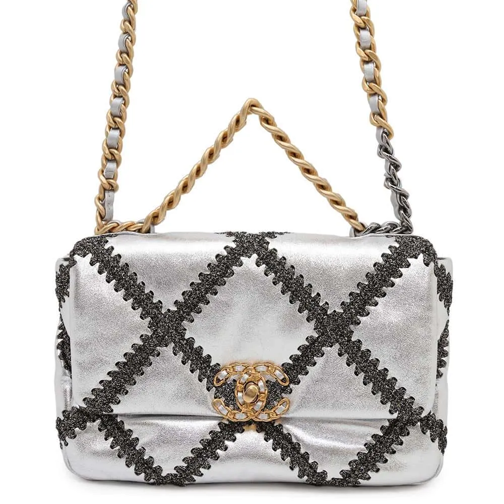CHANEL CHANEL19 ChainShoulder Bag SilverAS1160 Calf Leather