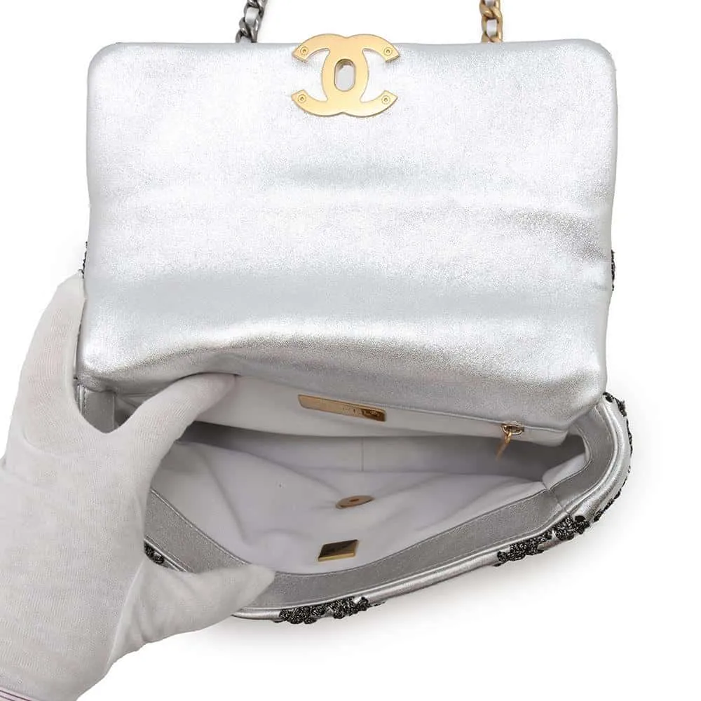 CHANEL CHANEL19 ChainShoulder Bag SilverAS1160 Calf Leather