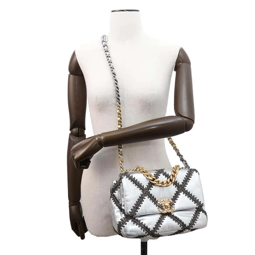 CHANEL CHANEL19 ChainShoulder Bag SilverAS1160 Calf Leather