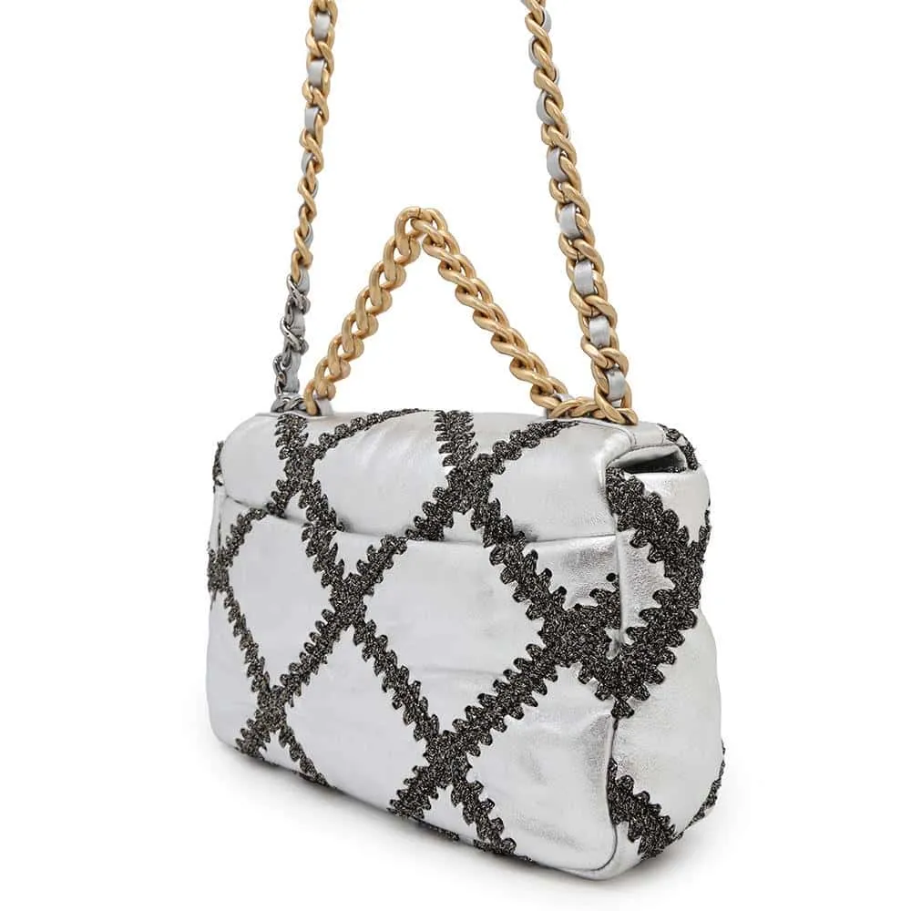 CHANEL CHANEL19 ChainShoulder Bag SilverAS1160 Calf Leather