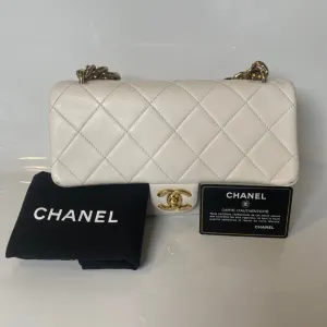 Chanel Classic Flap Bag White Leather Shoulder Bag