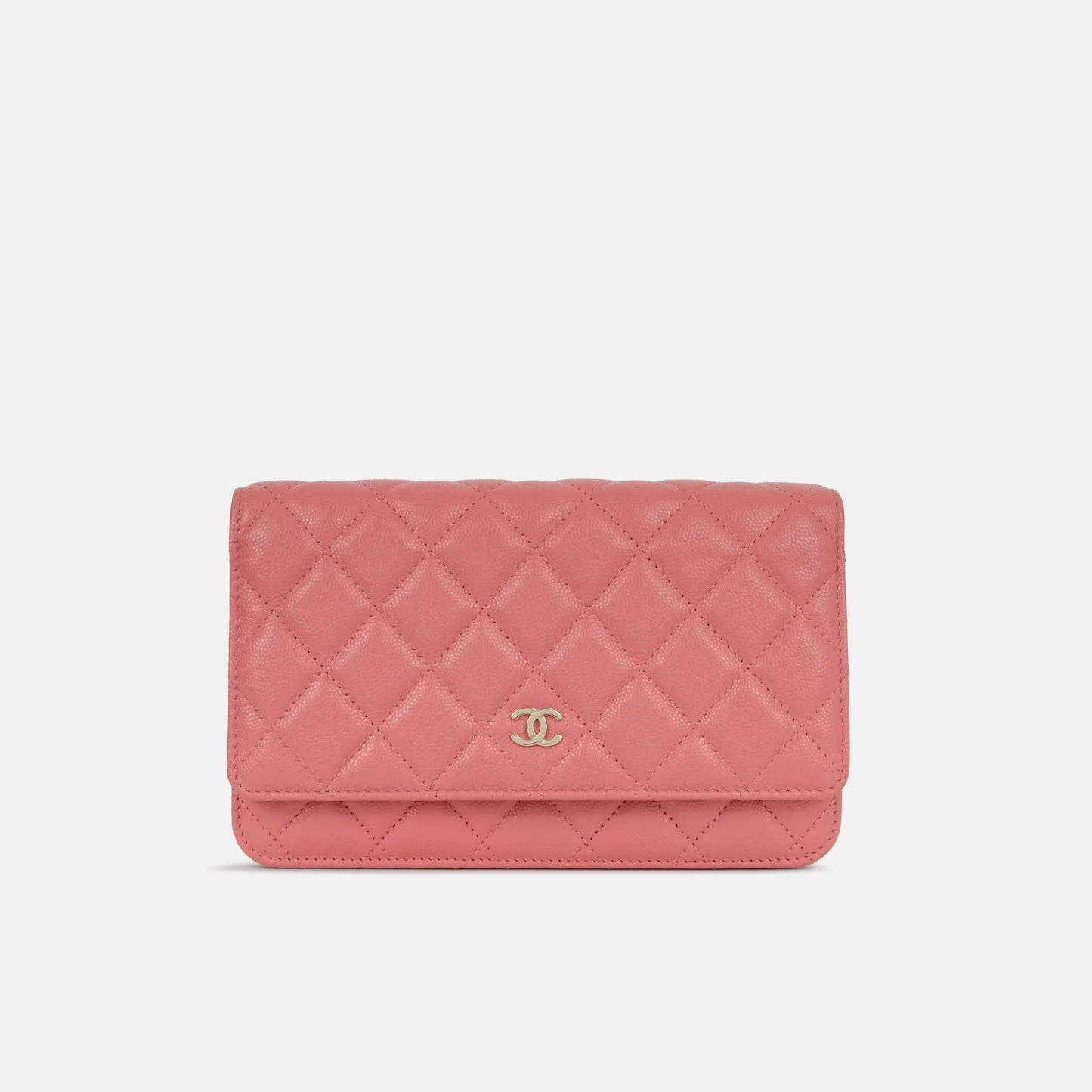 Chanel - Classic Wallet On Chain - Coral Pink Caviar Leather - CGHW - Pre-Loved