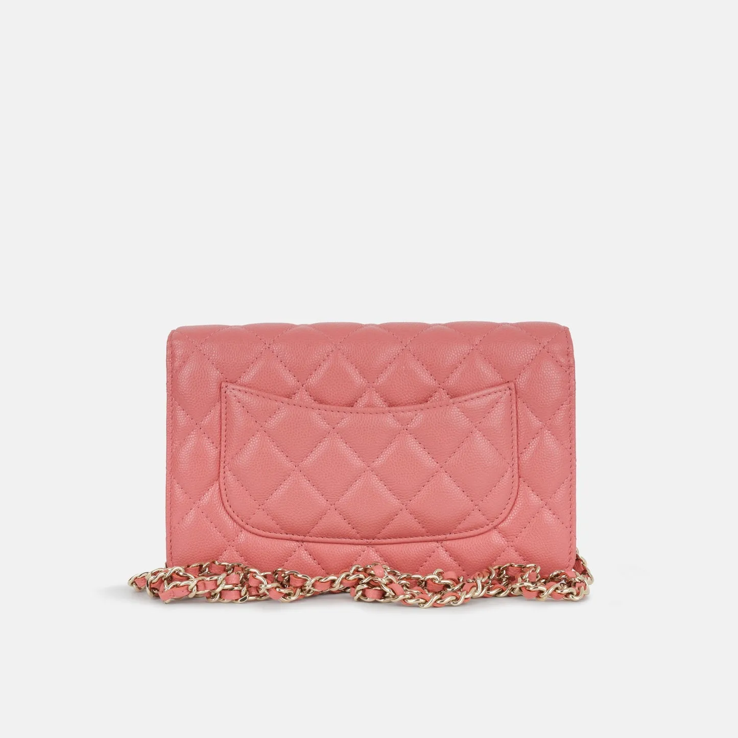 Chanel - Classic Wallet On Chain - Coral Pink Caviar Leather - CGHW - Pre-Loved