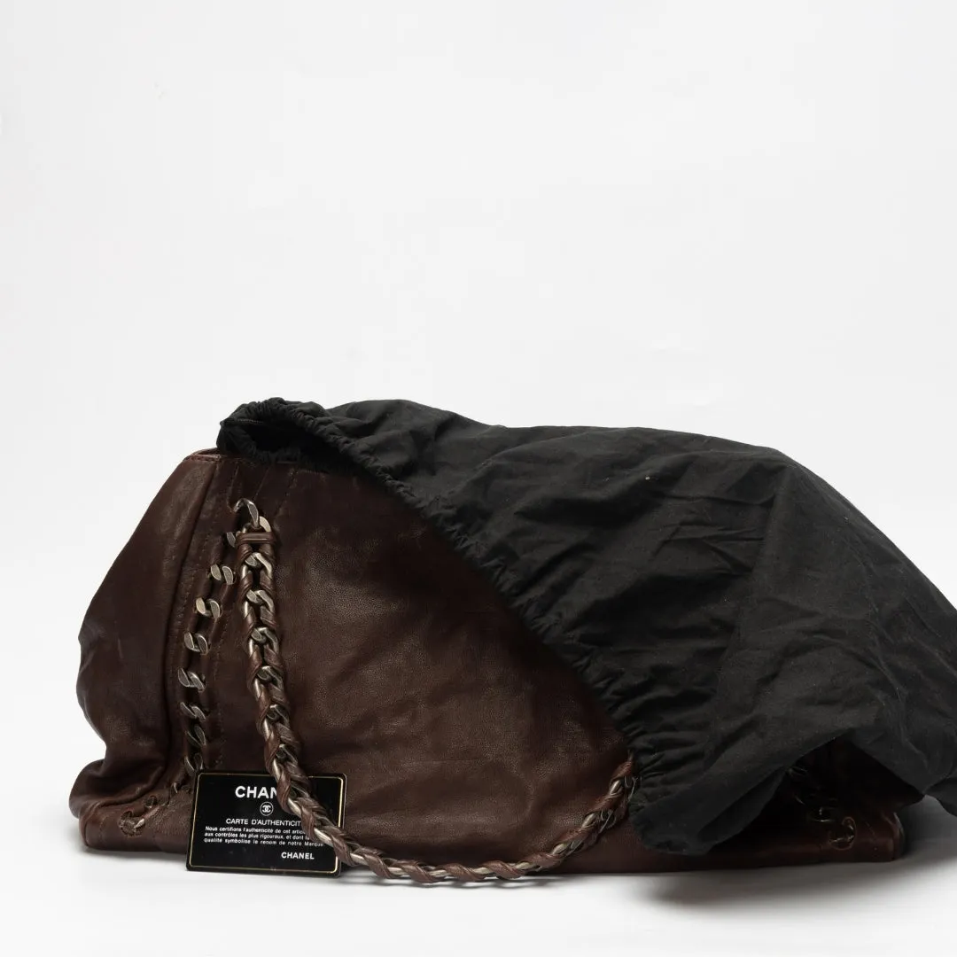 Chanel Dark Brown Caviar Leather Modern Chain East West Tote
