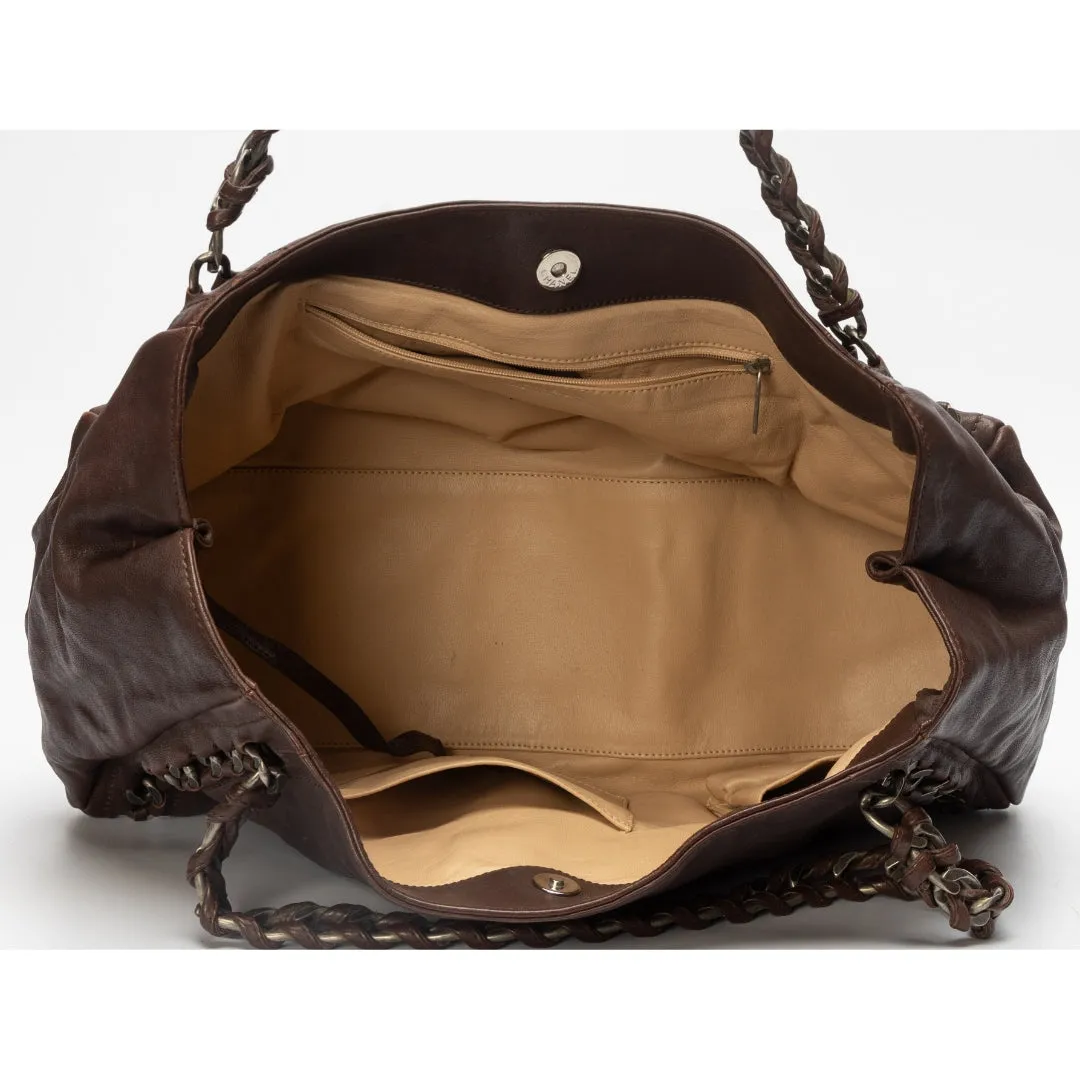 Chanel Dark Brown Caviar Leather Modern Chain East West Tote