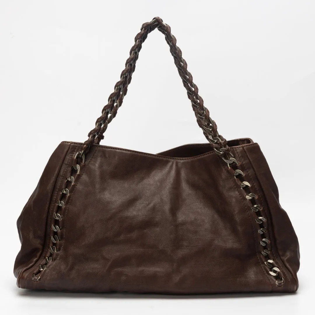 Chanel Dark Brown Caviar Leather Modern Chain East West Tote