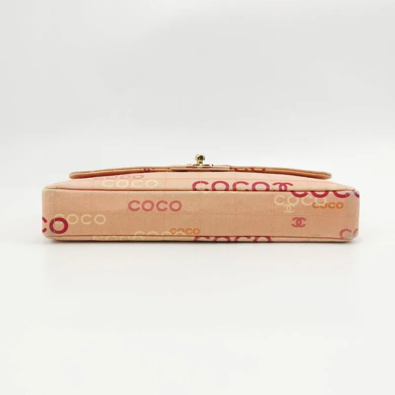 Chanel East West Pink Denim Coco Print Chocolate Bar Shoulder Bag