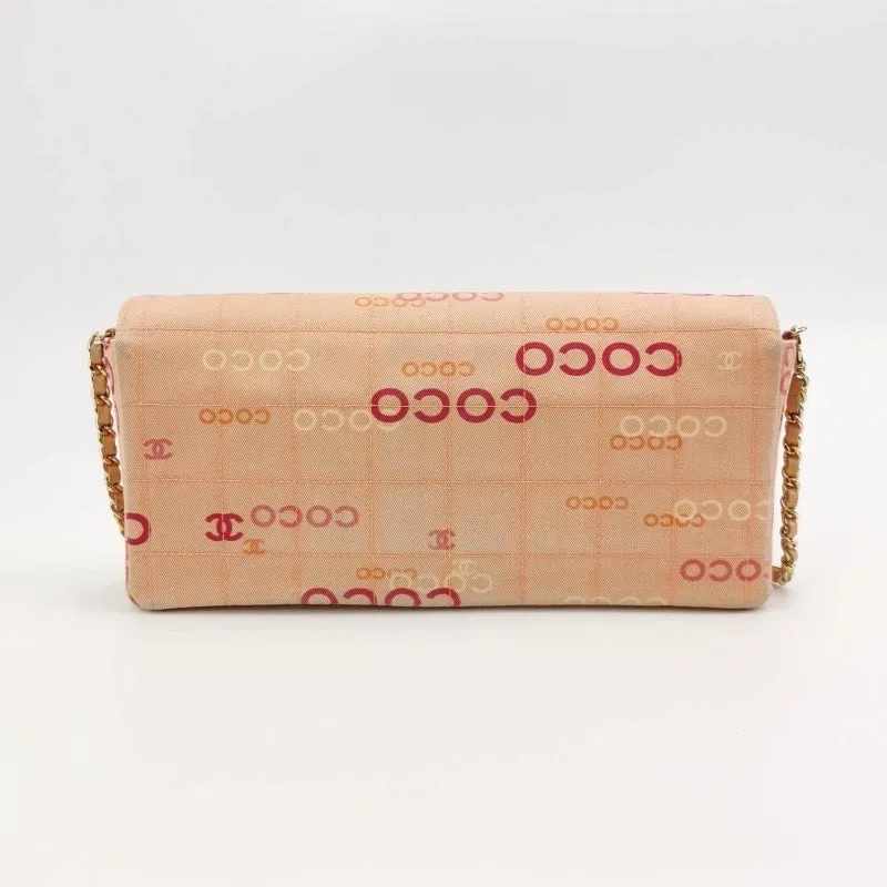 Chanel East West Pink Denim Coco Print Chocolate Bar Shoulder Bag