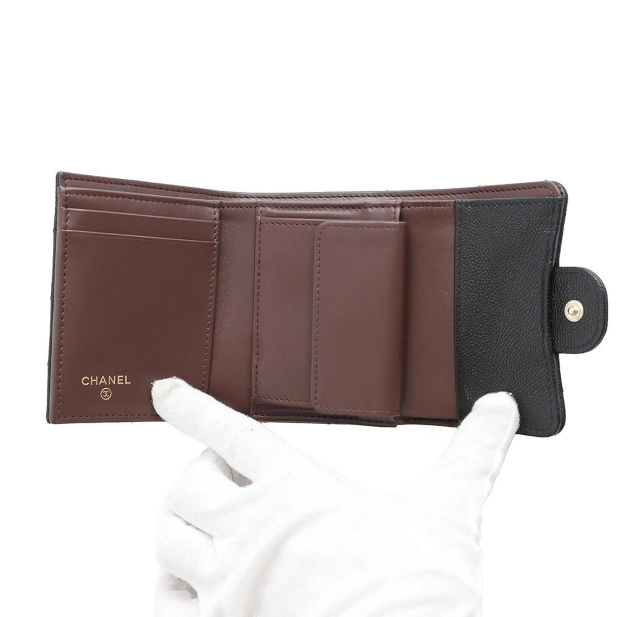 Chanel Grained Calfskin Wallet (Tri-Fold) (Pre-Owned)