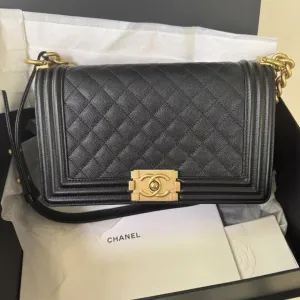 Chanel Leboy Black Quilted Leather Shoulder Bag Medium