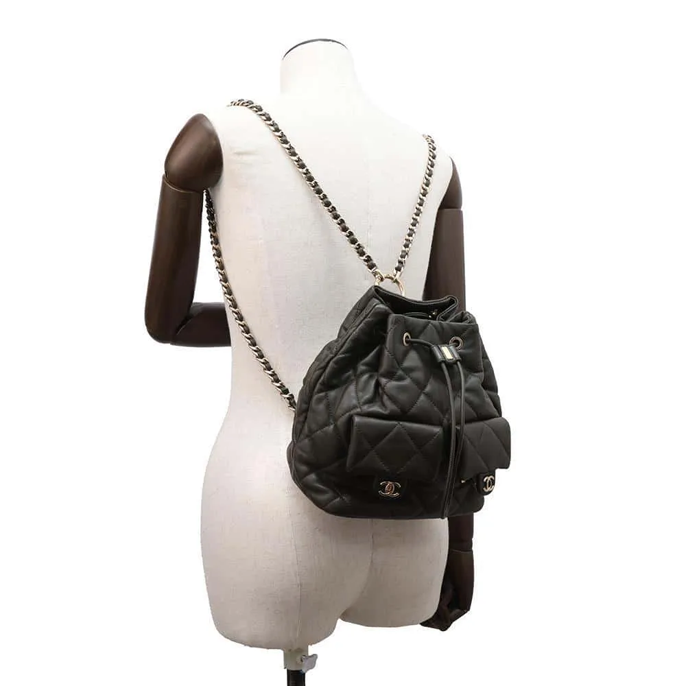CHANEL Matelasse Backpack KhakiAS4342 Lambskin