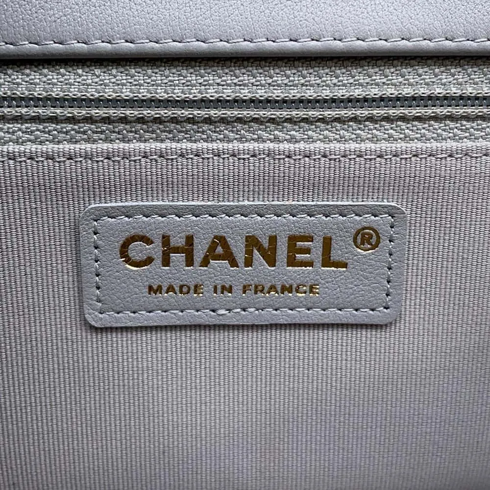 CHANEL Matelasse Shoulder Bag Gray Lambskin