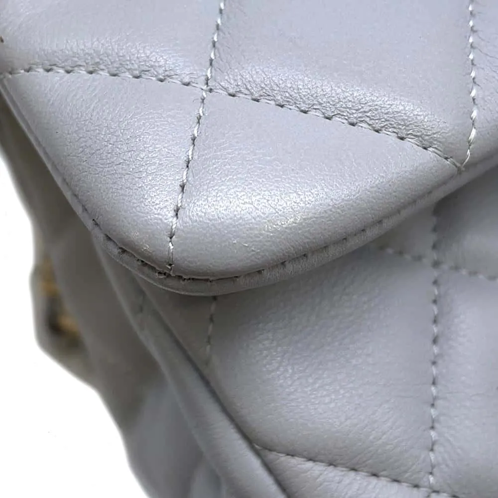 CHANEL Matelasse Shoulder Bag Gray Lambskin