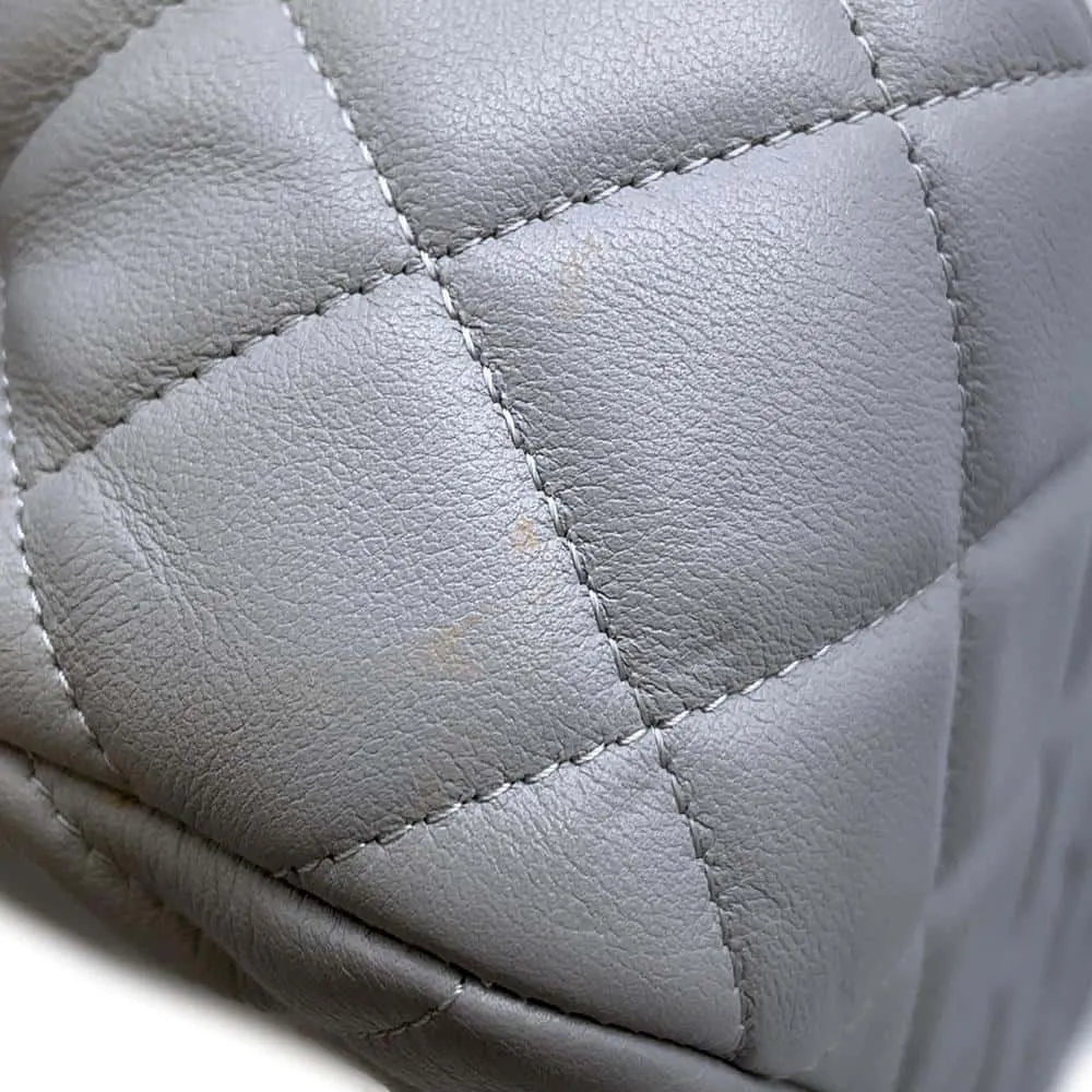 CHANEL Matelasse Shoulder Bag Gray Lambskin