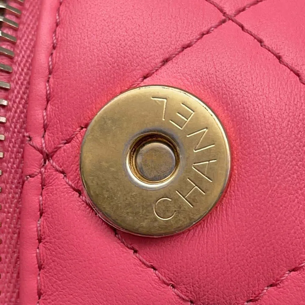 CHANEL Matelasse Vanity ChainShoulder Bag Pink Lambskin