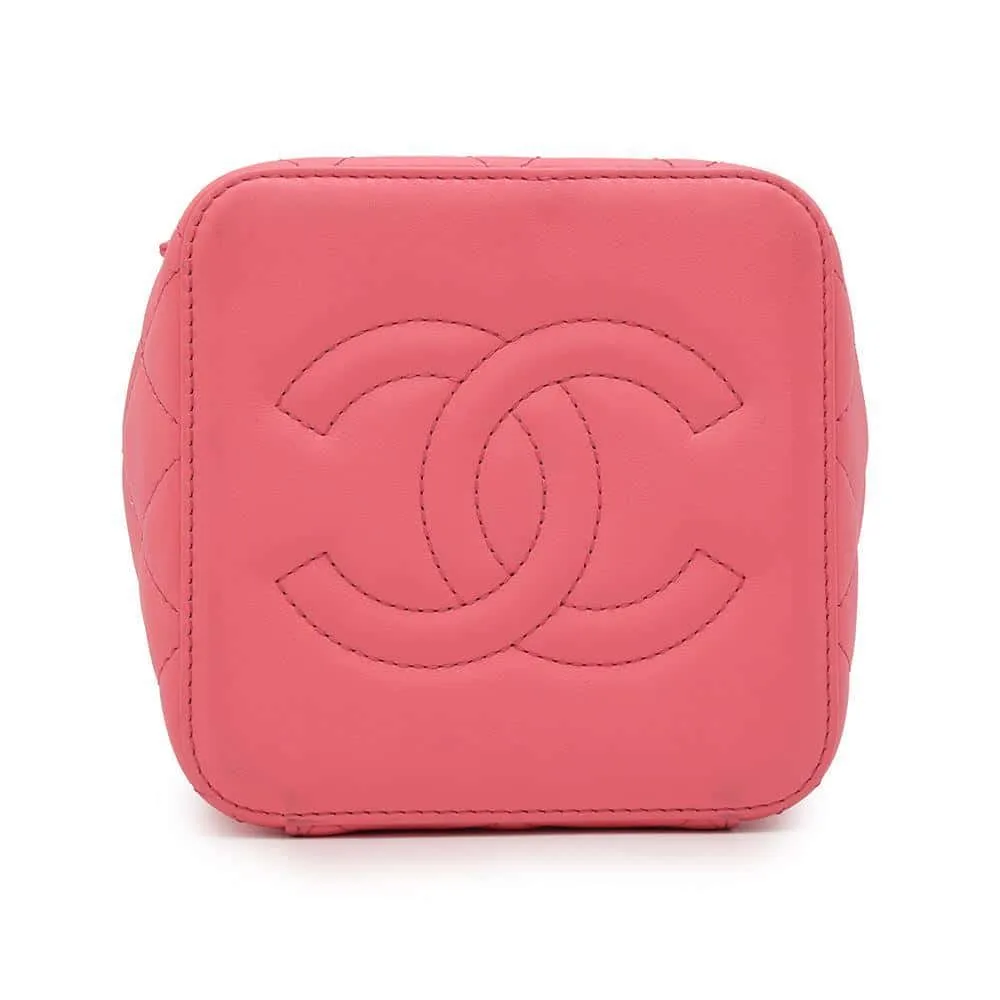 CHANEL Matelasse Vanity ChainShoulder Bag Pink Lambskin