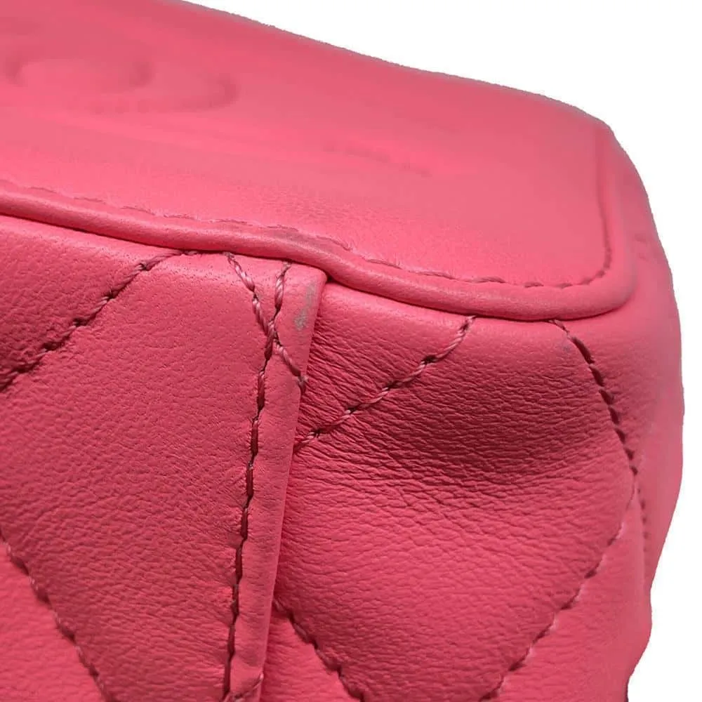 CHANEL Matelasse Vanity ChainShoulder Bag Pink Lambskin