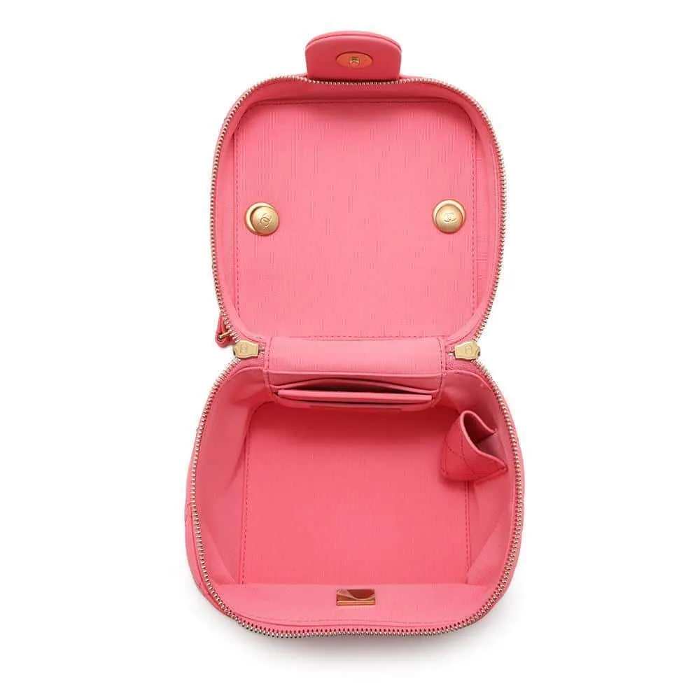 CHANEL Matelasse Vanity ChainShoulder Bag Pink Lambskin