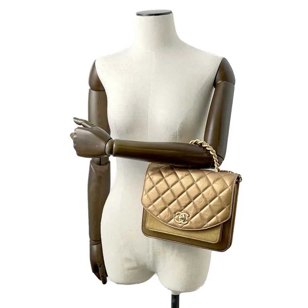 CHANEL MatelasseChainShoulder GoldAS0784 Leather