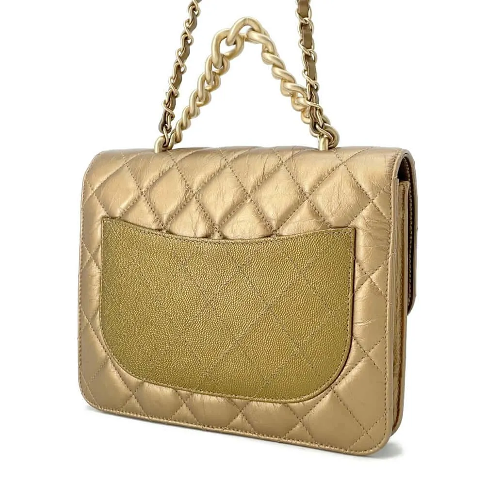 CHANEL MatelasseChainShoulder GoldAS0784 Leather