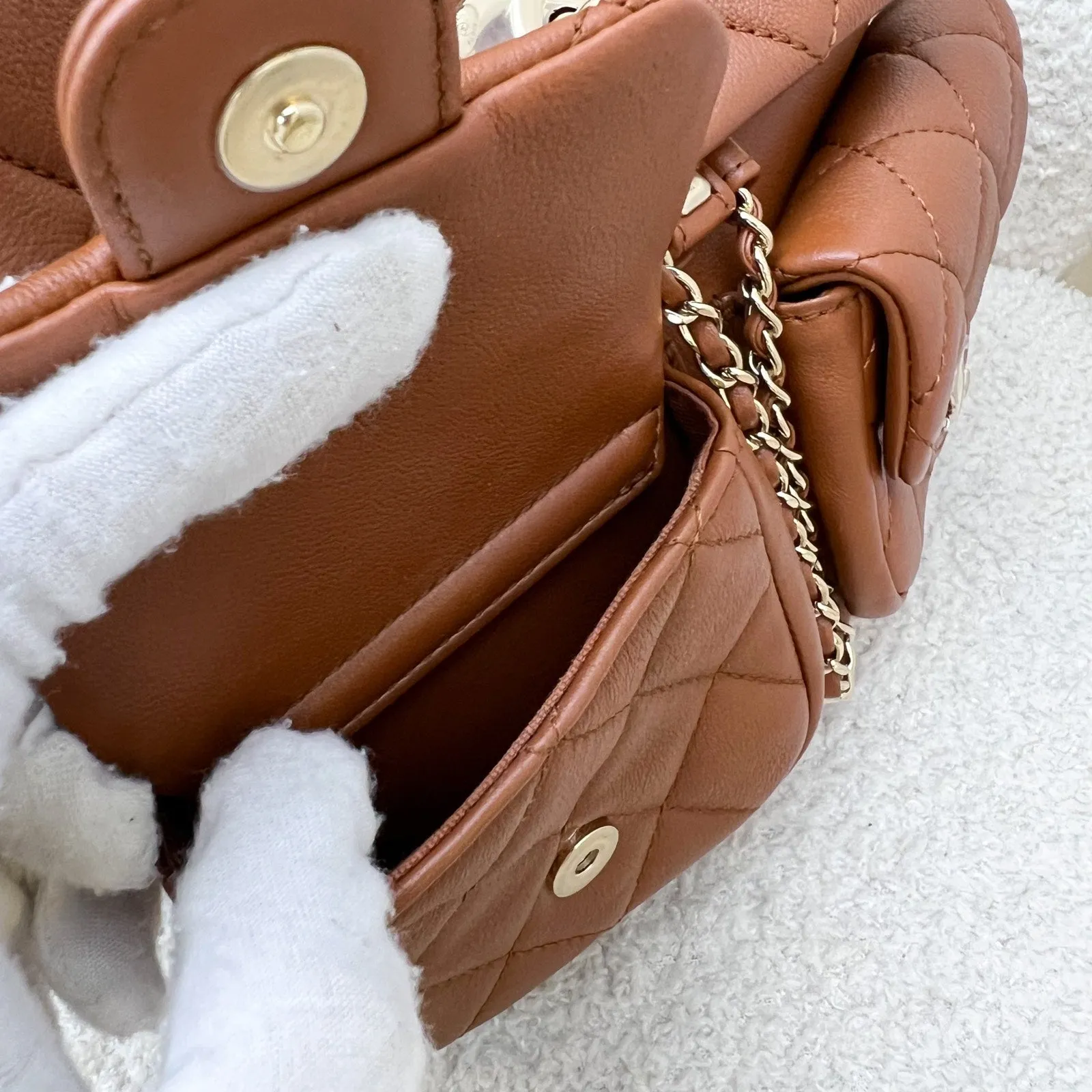 Chanel Medium Triple Backpack in 23A Cognac Brown Calfskin and LGHW (Model: AS3860)