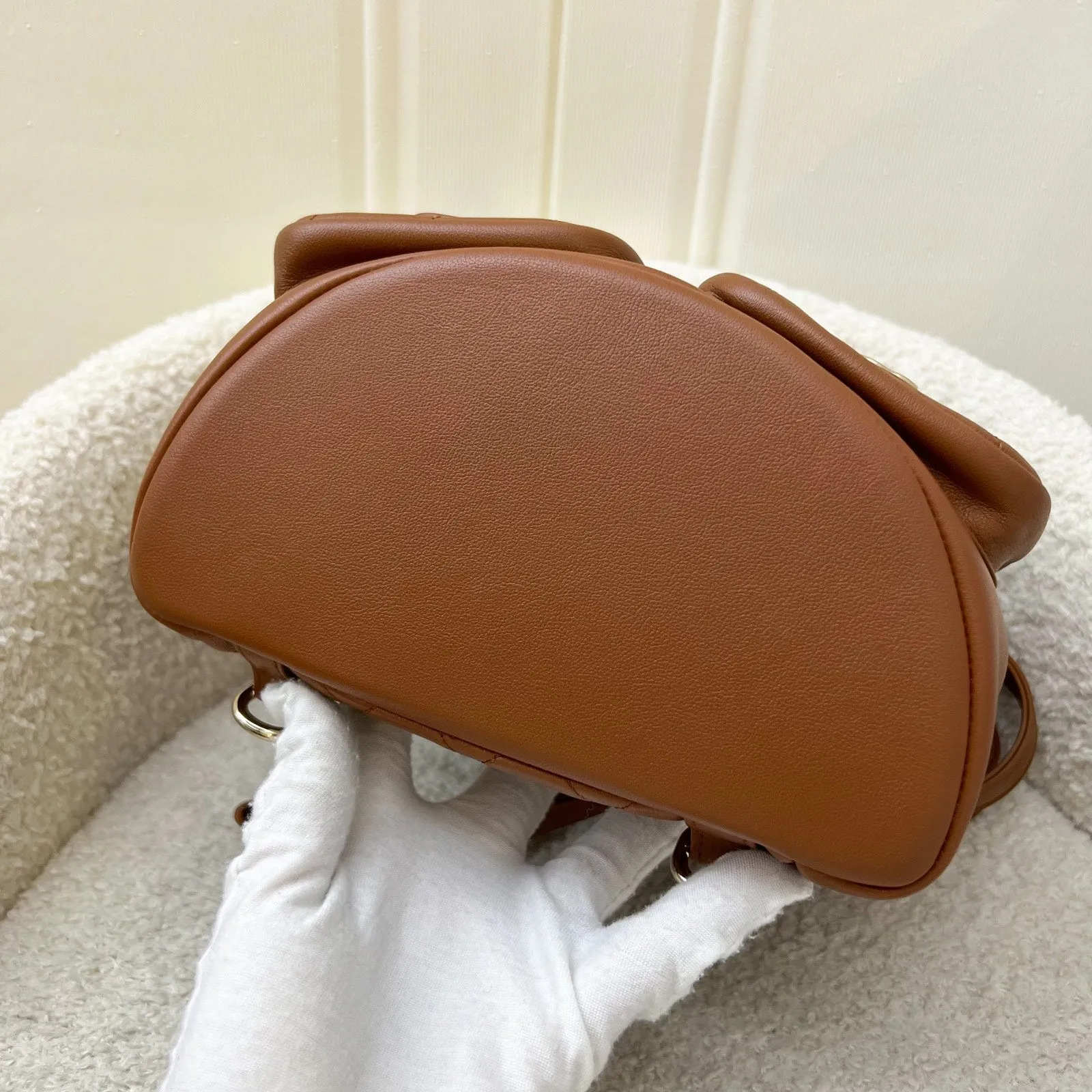 Chanel Medium Triple Backpack in 23A Cognac Brown Calfskin and LGHW (Model: AS3860)