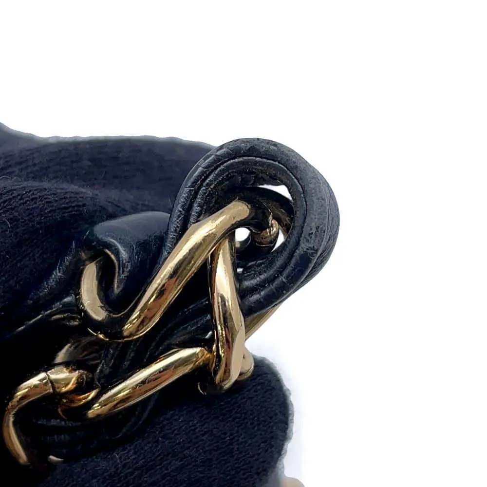 CHANEL one belt CC Logo Semi Shoulder Bag BlackA22476 Caviar Leather