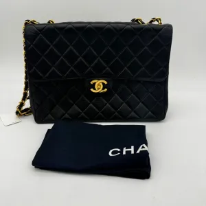 Chanel Quilted Black Leather Shoulder Bag Medium