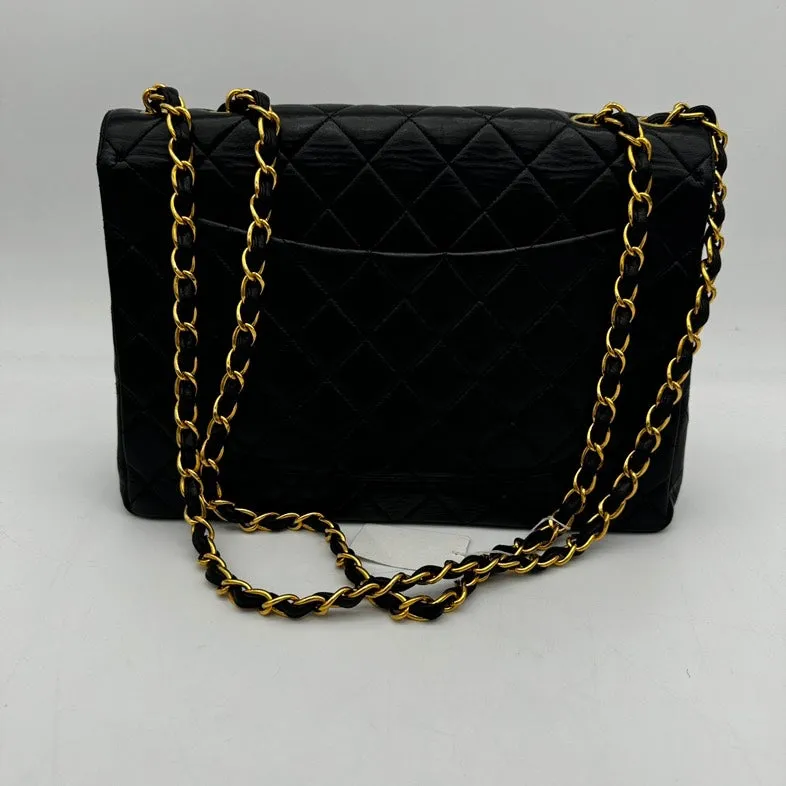 Chanel Quilted Black Leather Shoulder Bag Medium