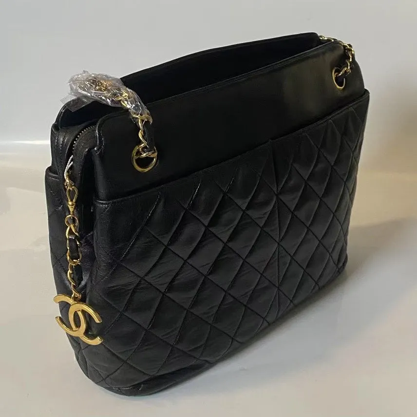 Chanel Quilted Black Leather Shoulder Bag