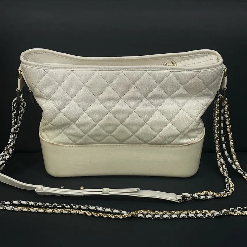 Chanel Quilted Hy Leather Shoulder Bag in White - Preloved Luxury