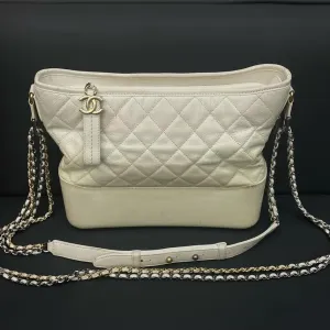 Chanel Quilted Hy Leather Shoulder Bag in White - Preloved Luxury