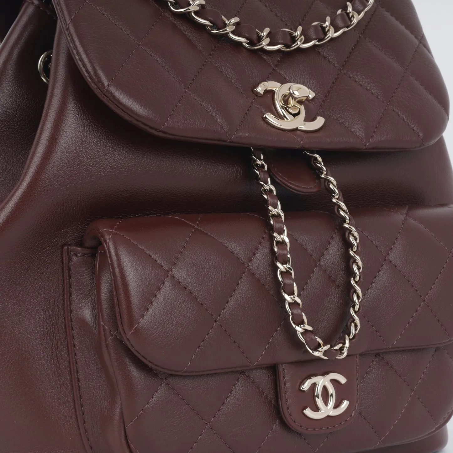 Chanel - Small Duma Backpack - Maroon Calfskin CGHW - Pre-Loved
